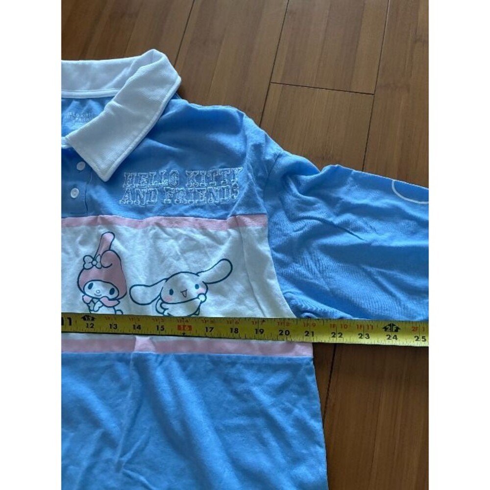 Hello Kitty & Friends Polo Graphic T-Shirt Blue Pink Girl's Large Women's Small - Picture 5 of 6